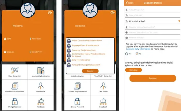ATITHI App For Indian Customs Declaration: Guide (2023) Atithi App Screens